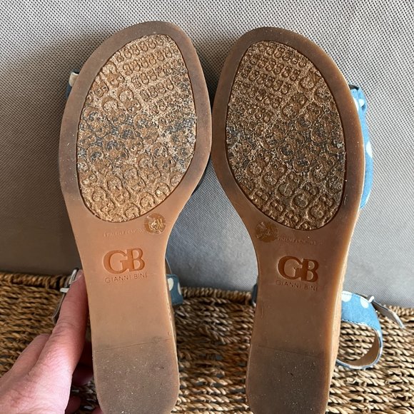 Gianni Bini - Women's Wedge Sandals, Blue Polka Dot, Size 6.5, Cork - Picture 7 of 10